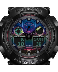 Купить Японские наручные часы Casio G-SHOCK GA-100RGB-1A с хронографом  в E-mobi