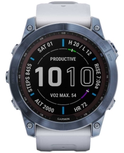 Купить Умные часы Garmin Fenix 7X Sapphire Solar Mineral Blue DLC Titanium with Silicone Whitestone Band 010-02541-15  в E-mobi
