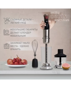 Купить Погружной блендер making oasis everywhere BL-135B серый, черный  в E-mobi
