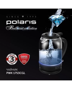 Купить Чайник электрический Polaris PWK1753CGL 1.5 л прозрачный, черный  в E-mobi