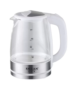 Купить Чайник электрический Delta Lux DL-1204W 1.7 л прозрачный, белый, серебристый  в E-mobi