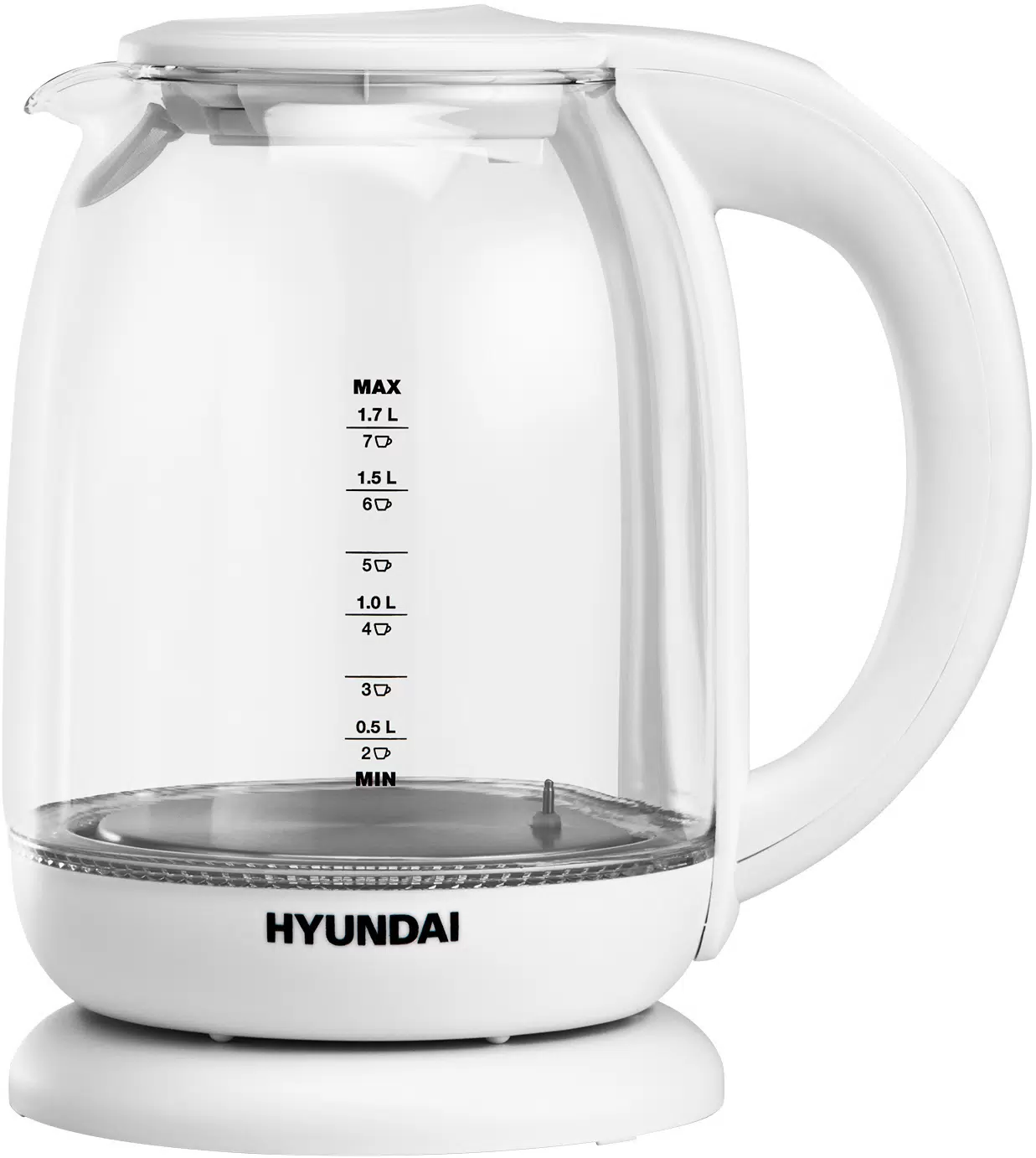Купить Чайник электрический HYUNDAI HYK-S3808 1.7 л белый, прозрачный  в E-mobi