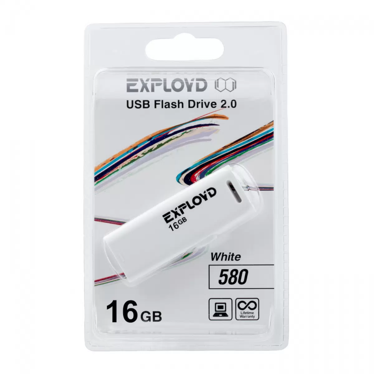 Купить Флэш драйв USB  16GB 2.0 Exployd 580 White  в E-mobi