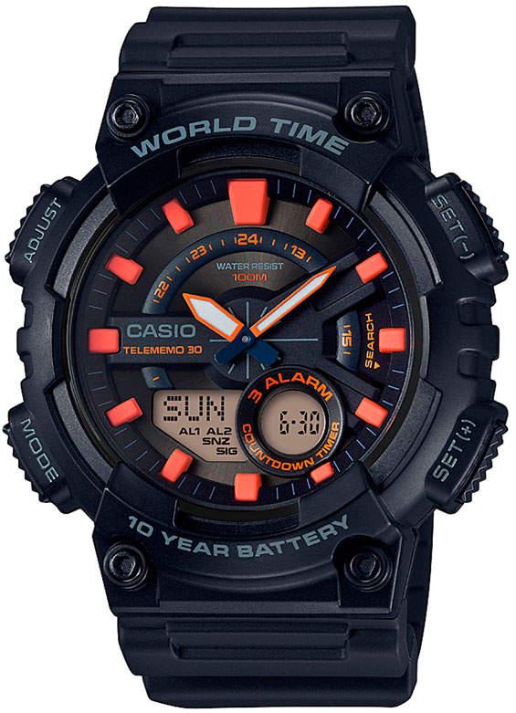 Купить Японские наручные часы Casio Collection AEQ-110W-1A2 с хронографом  в E-mobi