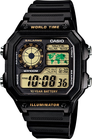 Купить Японские наручные часы Casio Illuminator AE-1200WH-1B с хронографом  в E-mobi
