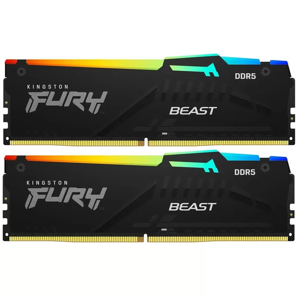 Купить Модуль памяти DIMM 32Gb 2х16Gb DDR5 PC51200 6400MHz Kingston Fury Beast RGB Black XMP  в E-mobi